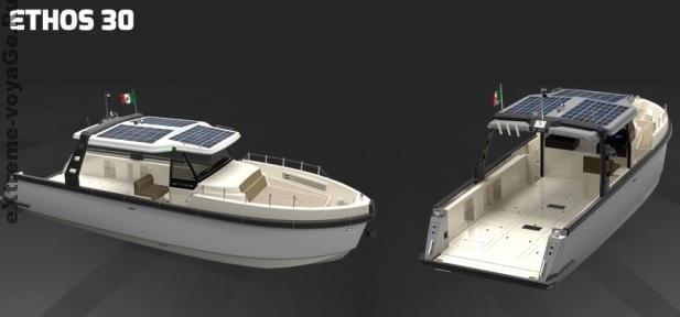 Солнечные батареи на многоцелевом катере Ethos E30 Солнечные батареи на многоцелевом катере Ethos E30