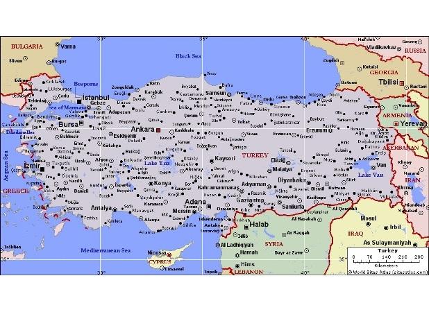 Турция на мировой карте Турция на мировой карте