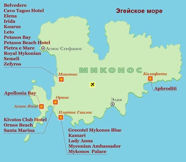 Остров Миконос в Эгейском море Остров Миконос в Эгейском море