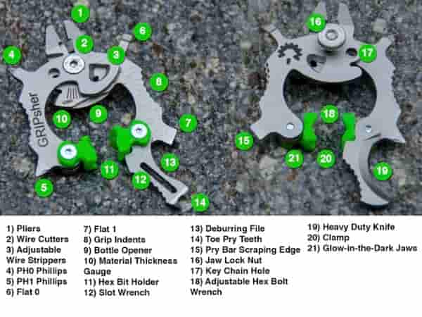Универсальный мультитул-брелок с подсветкой GRIPsher Универсальный мультитул-брелок с подсветкой GRIPsher